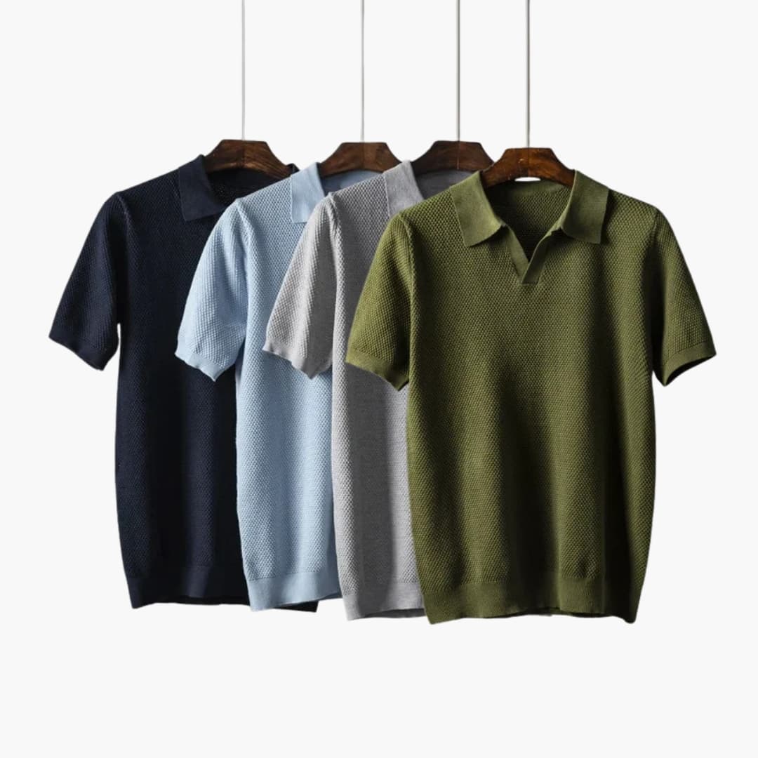 Polo Homme à Col Boutonné et Manches Courtes