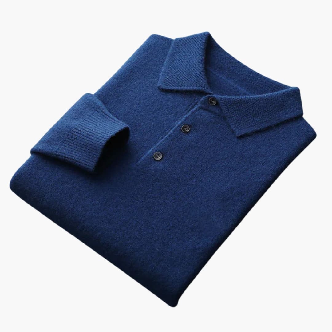 Polo Pull Homme Manches Longues avec Patte de Boutonnage
