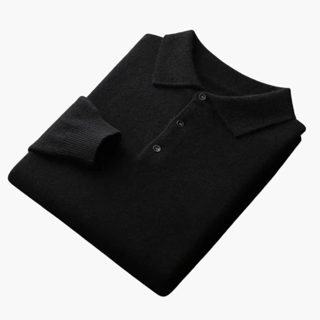 Polo Pull Homme Manches Longues avec Patte de Boutonnage