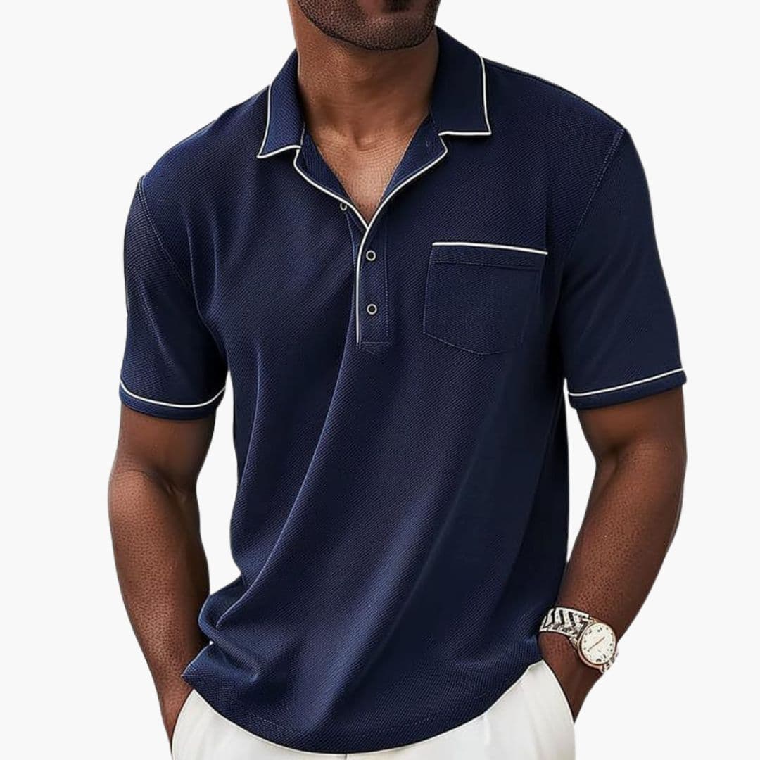 Polo homme à patte boutonnée et poche poitrine