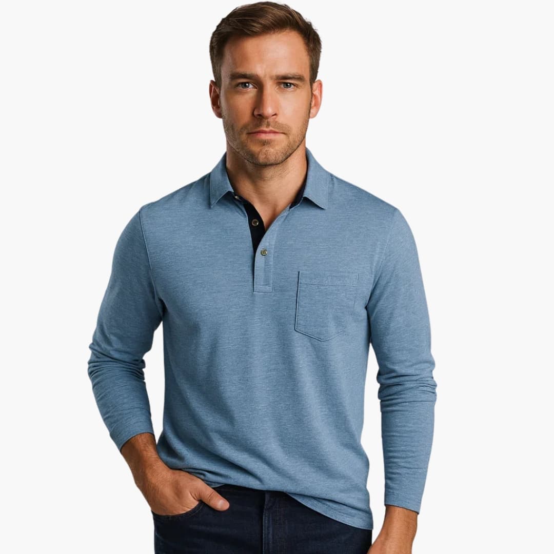 Polo homme à patte boutonnée et poche poitrine