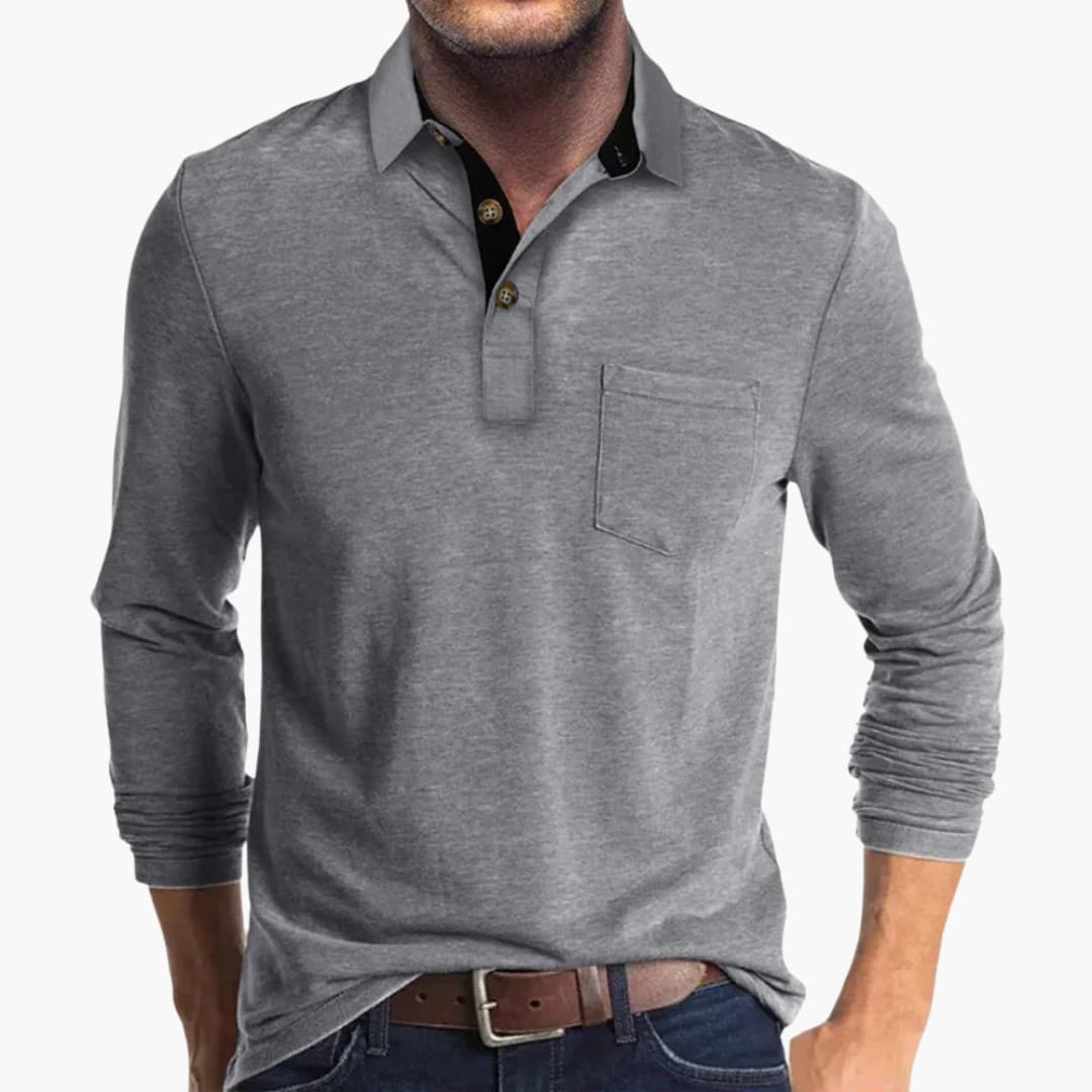 Polo homme à patte boutonnée et poche poitrine