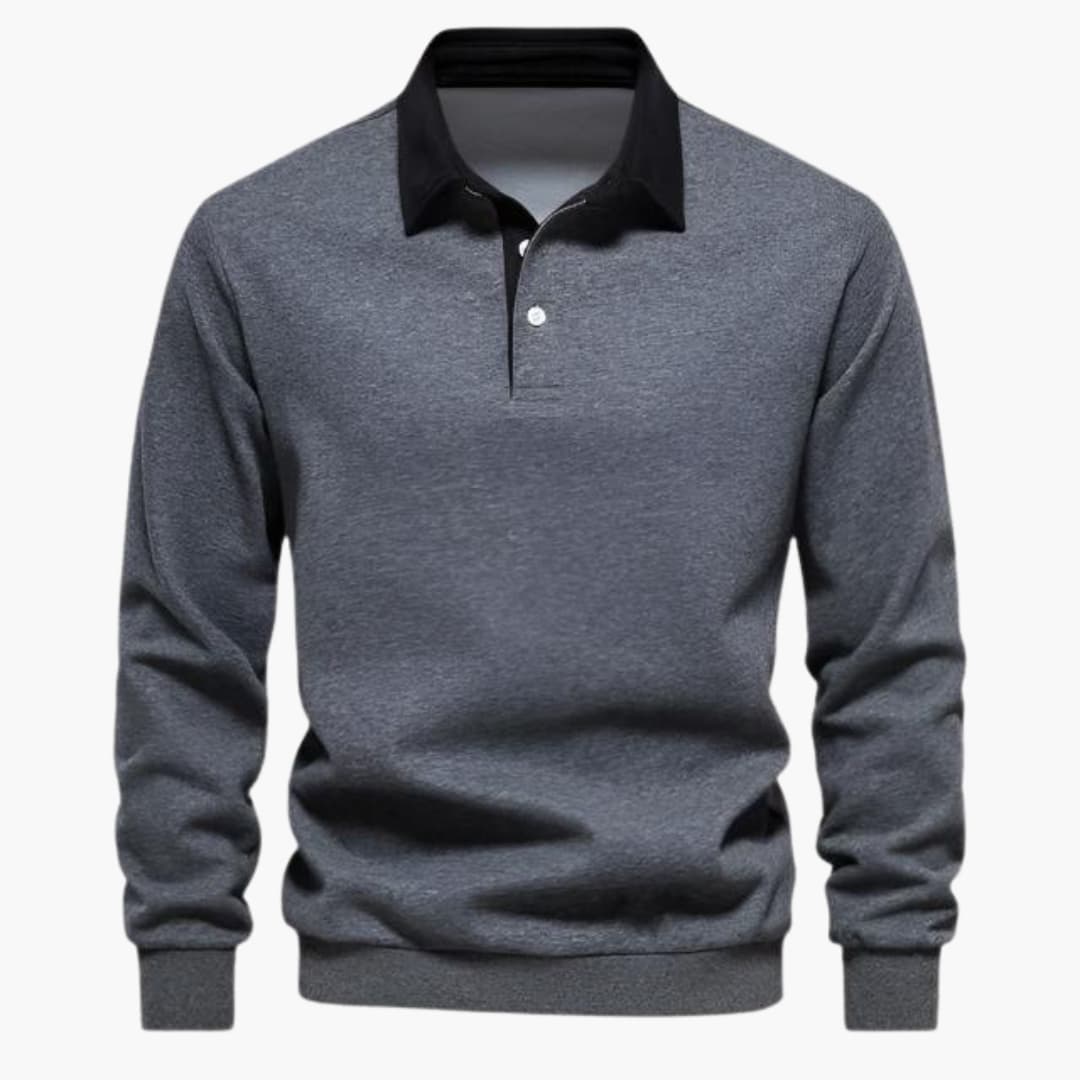 Polo homme avec col classique et manches longues