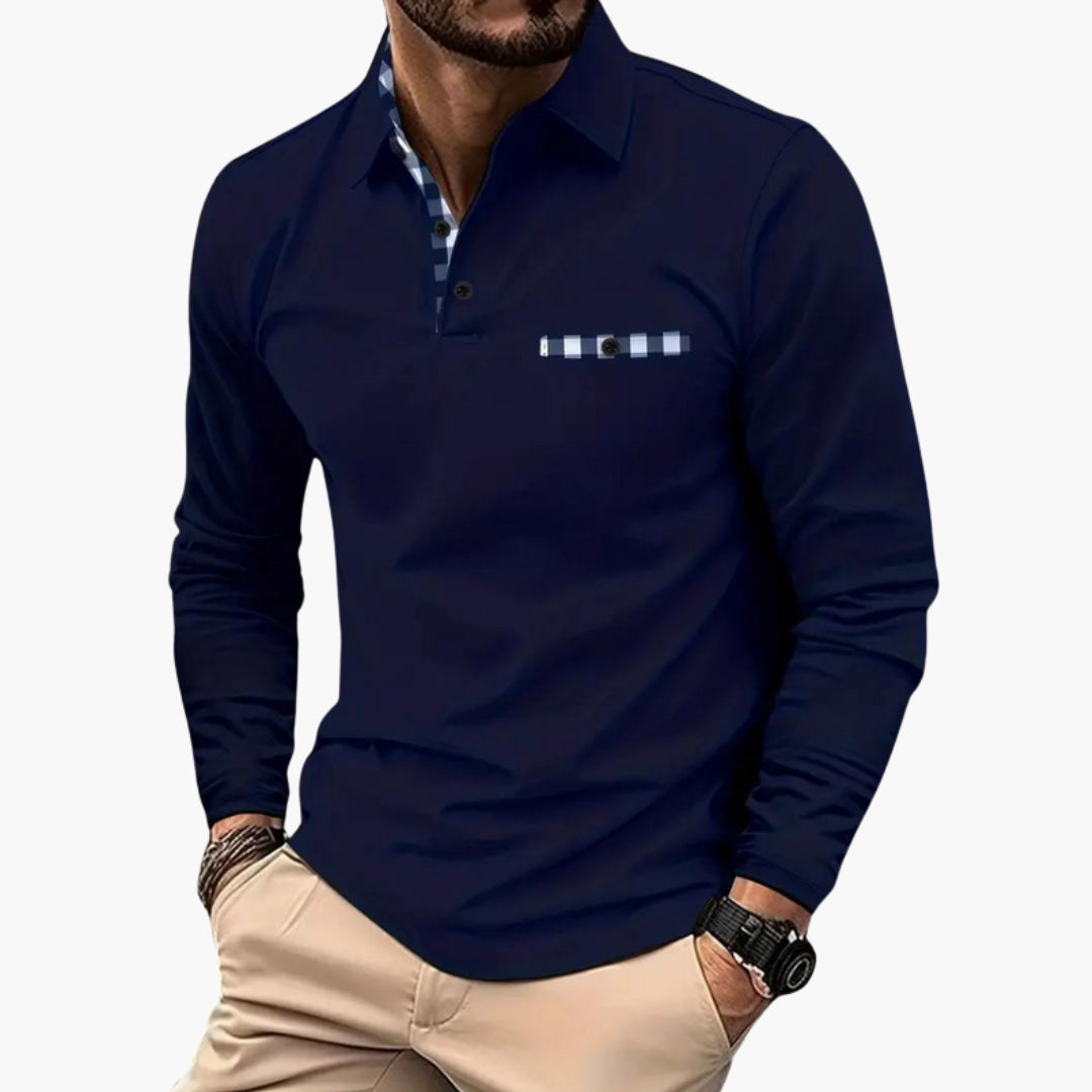 Polo homme manches longues avec patte de boutonnage