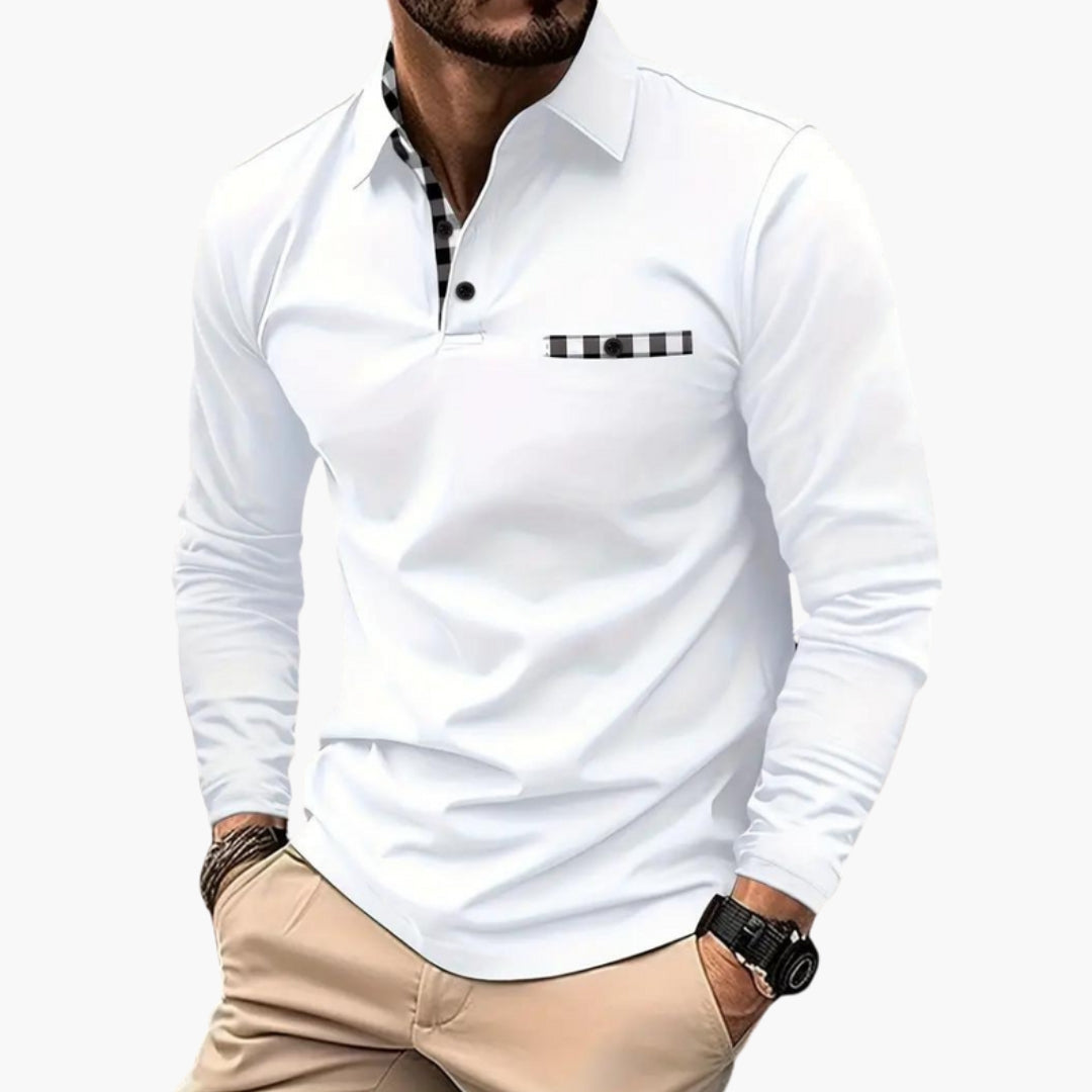 Polo homme manches longues avec patte de boutonnage
