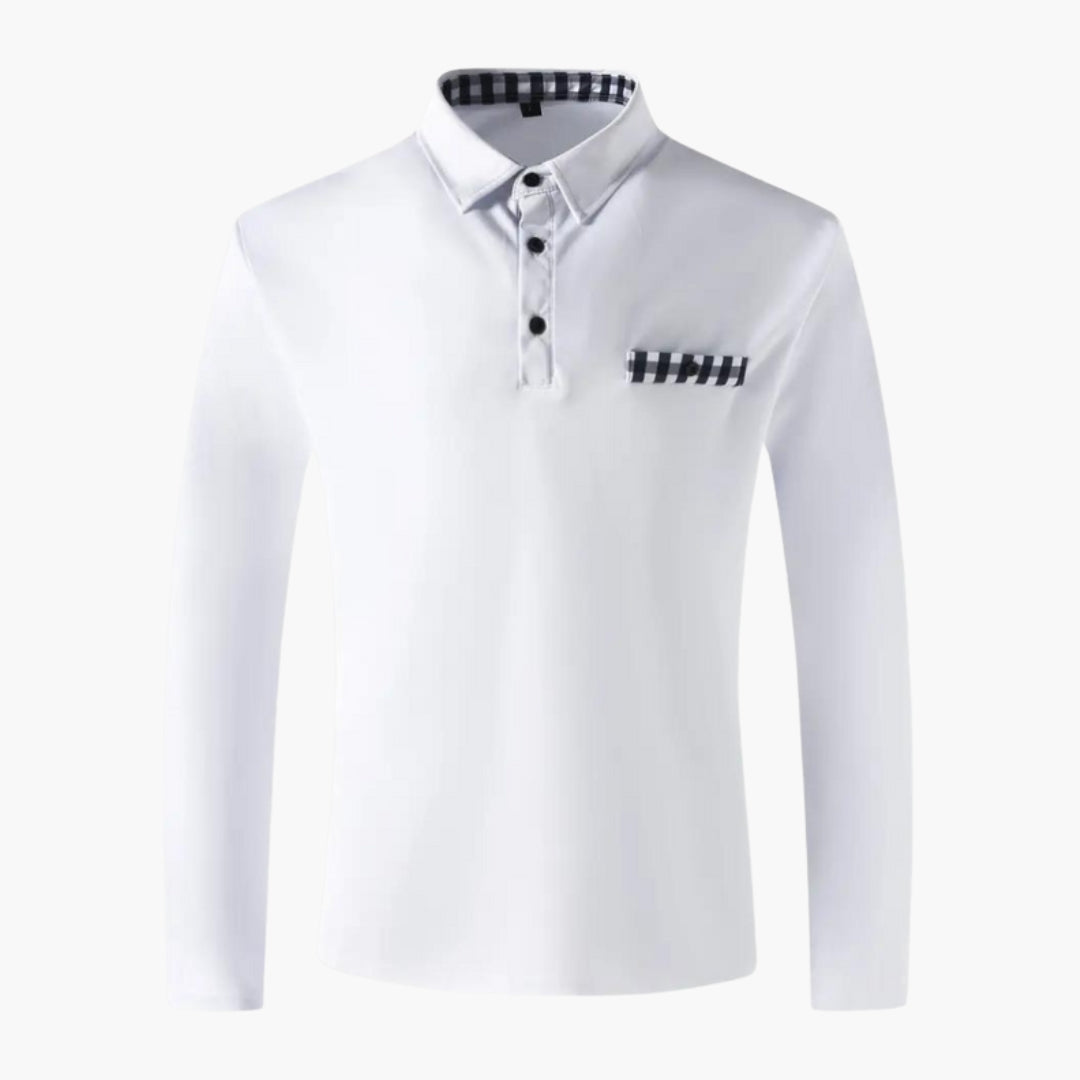 Polo homme manches longues avec patte de boutonnage