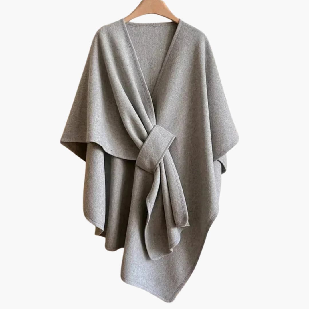 Poncho écharpe long femme en maille douce avec drapé élégant