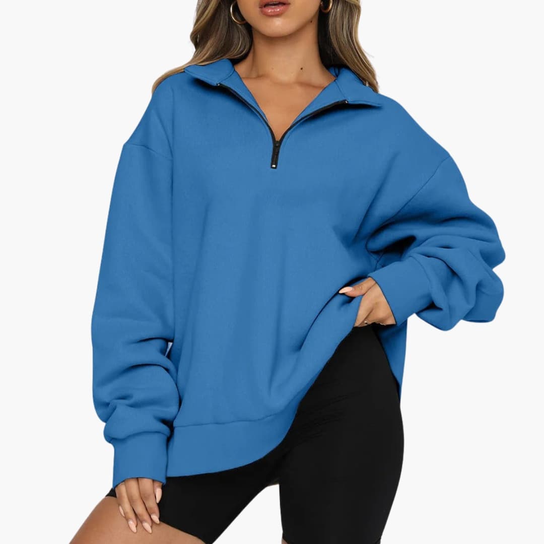 Pull demi cremallera mujer con cuello alto y corte recto