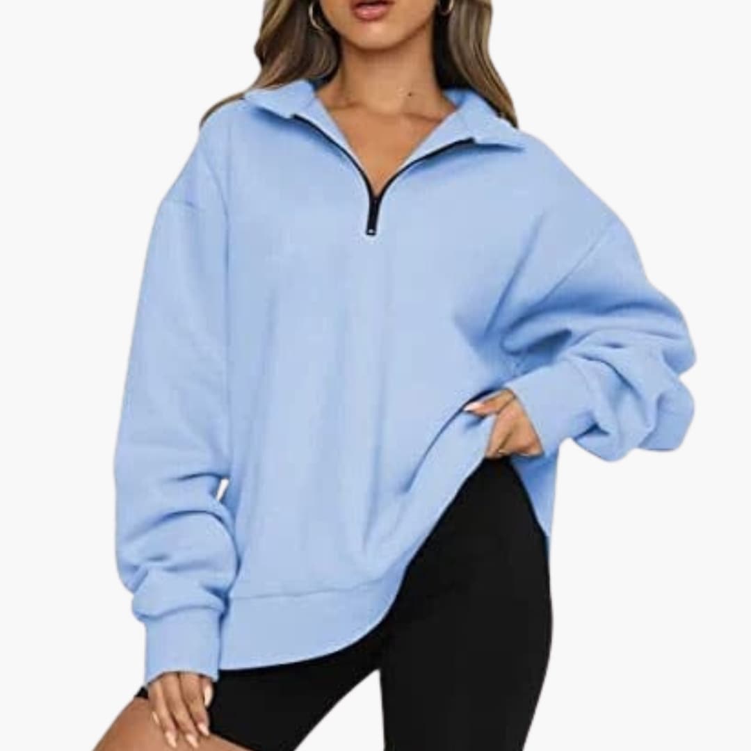 Pull demi cremallera mujer con cuello alto y corte recto