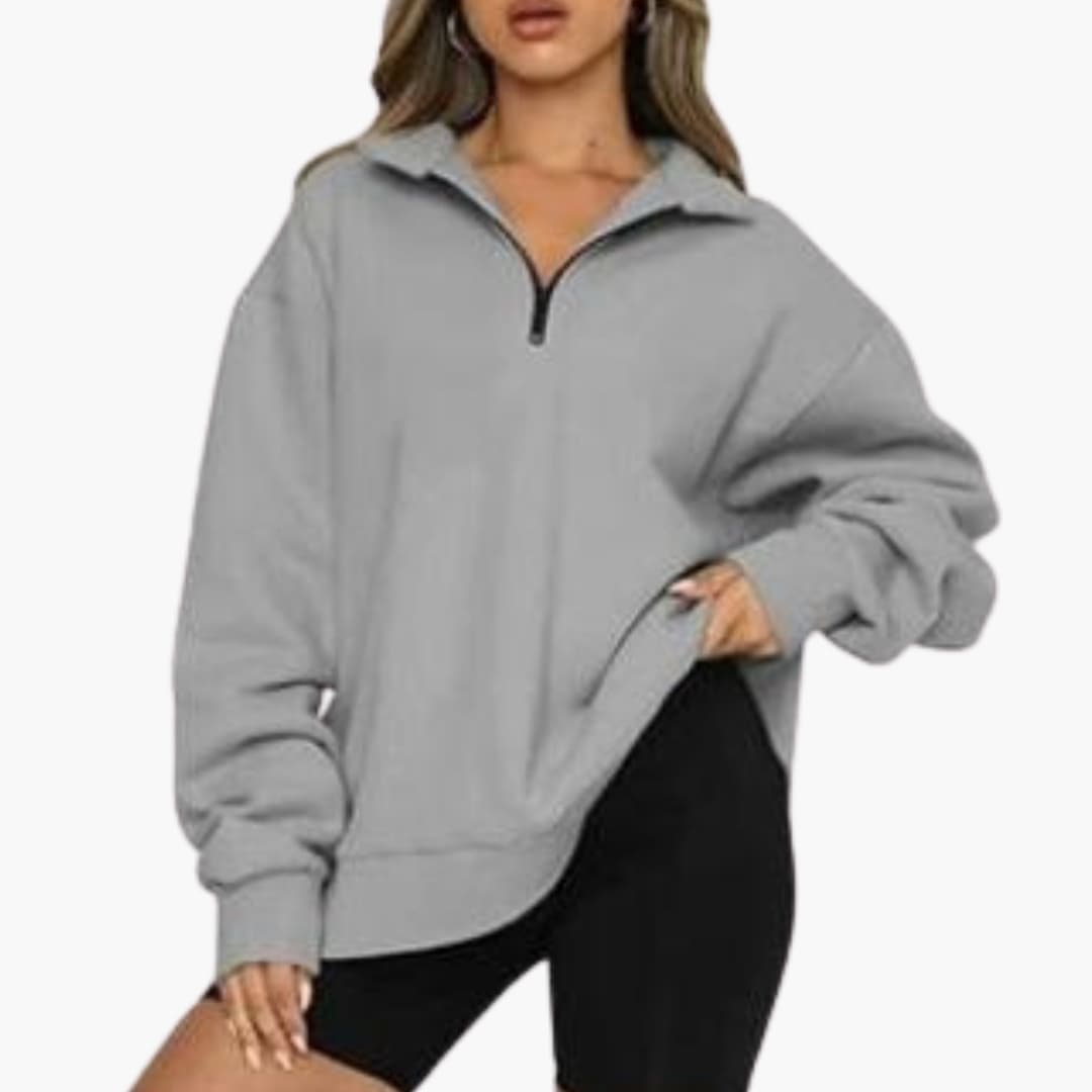 Pull demi cremallera mujer con cuello alto y corte recto