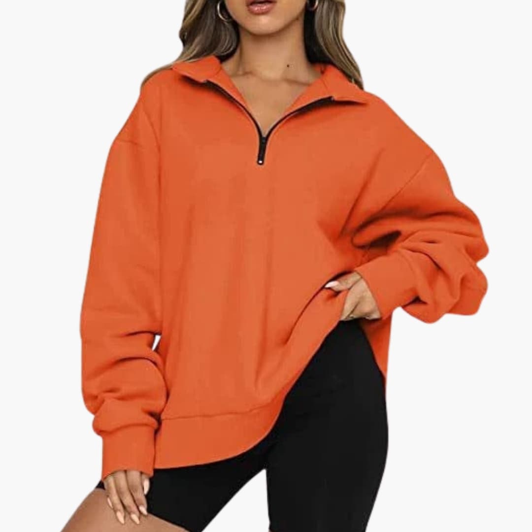 Pull demi cremallera mujer con cuello alto y corte recto