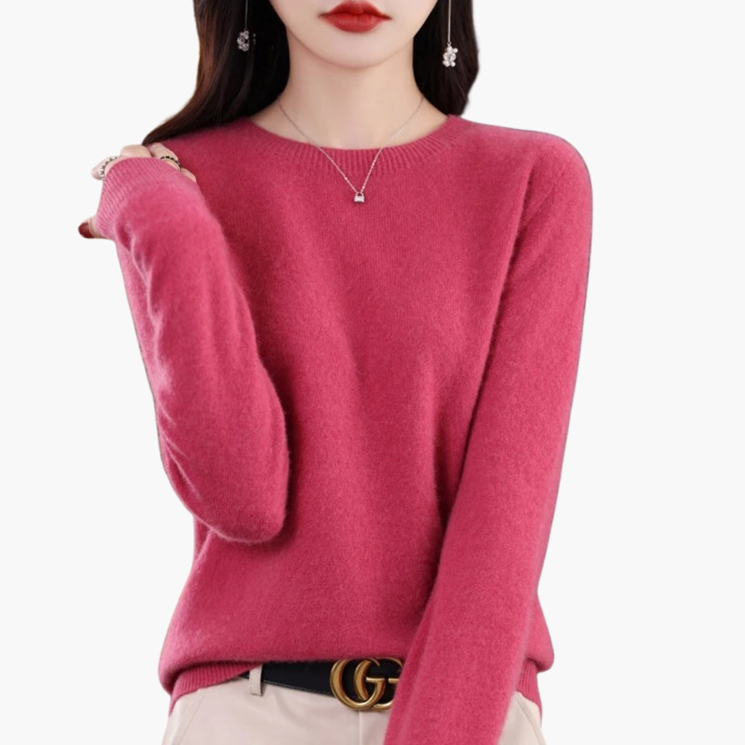 Dame rundhalset trøje med lange ærmer