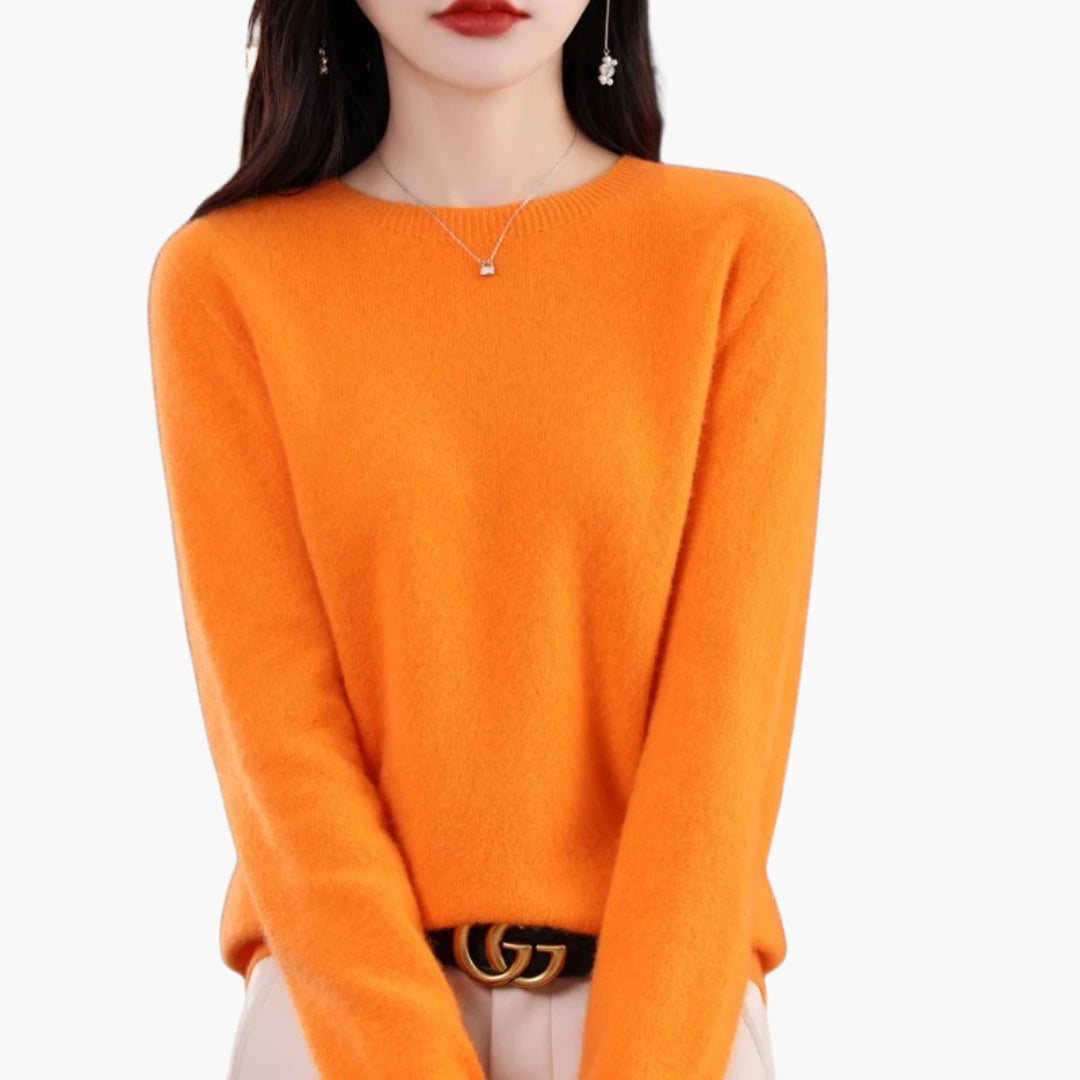 Dame rundhalset trøje med lange ærmer