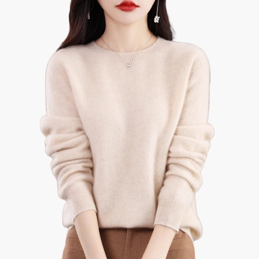 Dame rundhalset trøje med lange ærmer