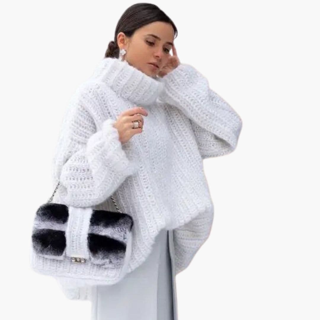 Pull Femme Col Roulé Chunky à Manches Larges