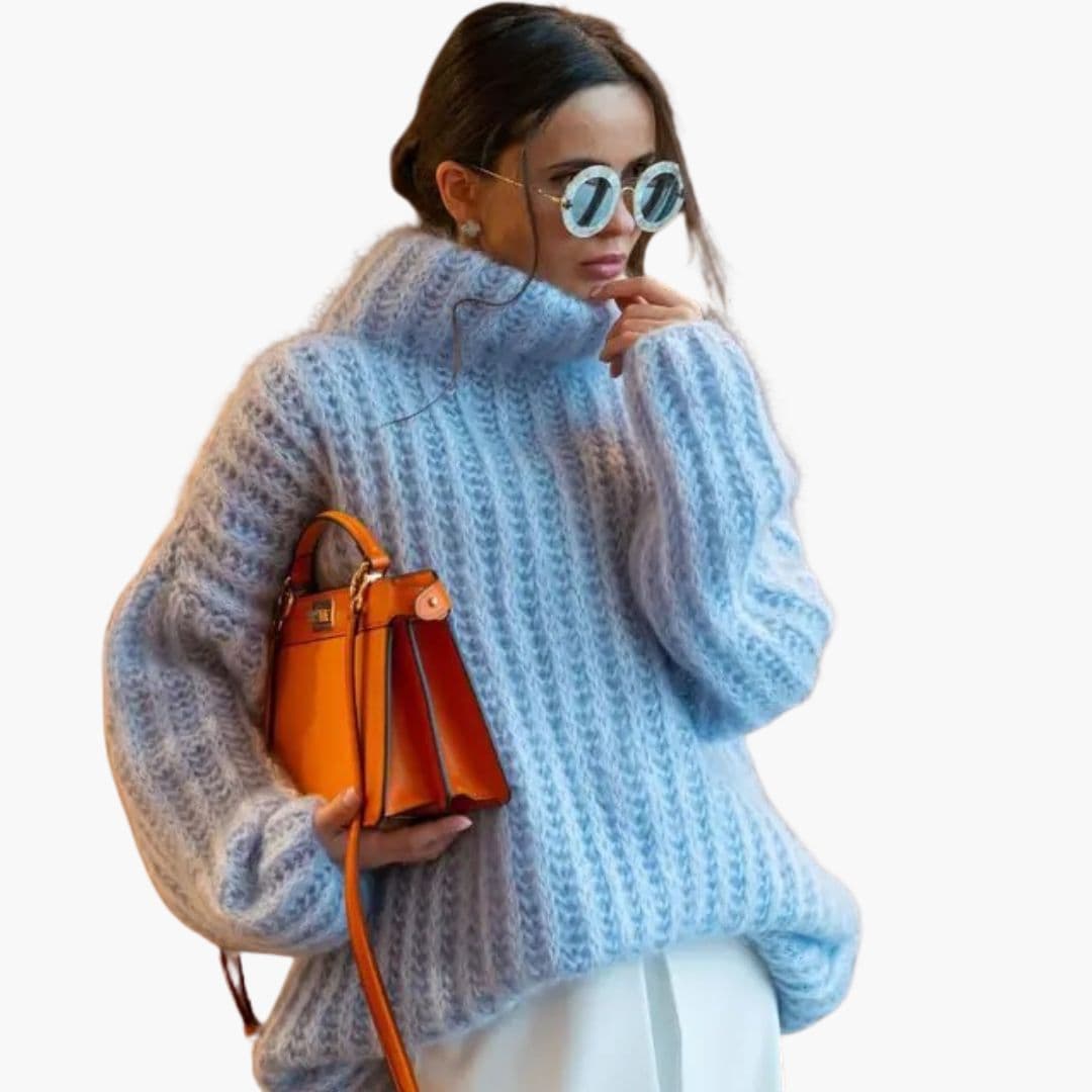 Pull Femme Col Roulé Chunky à Manches Larges