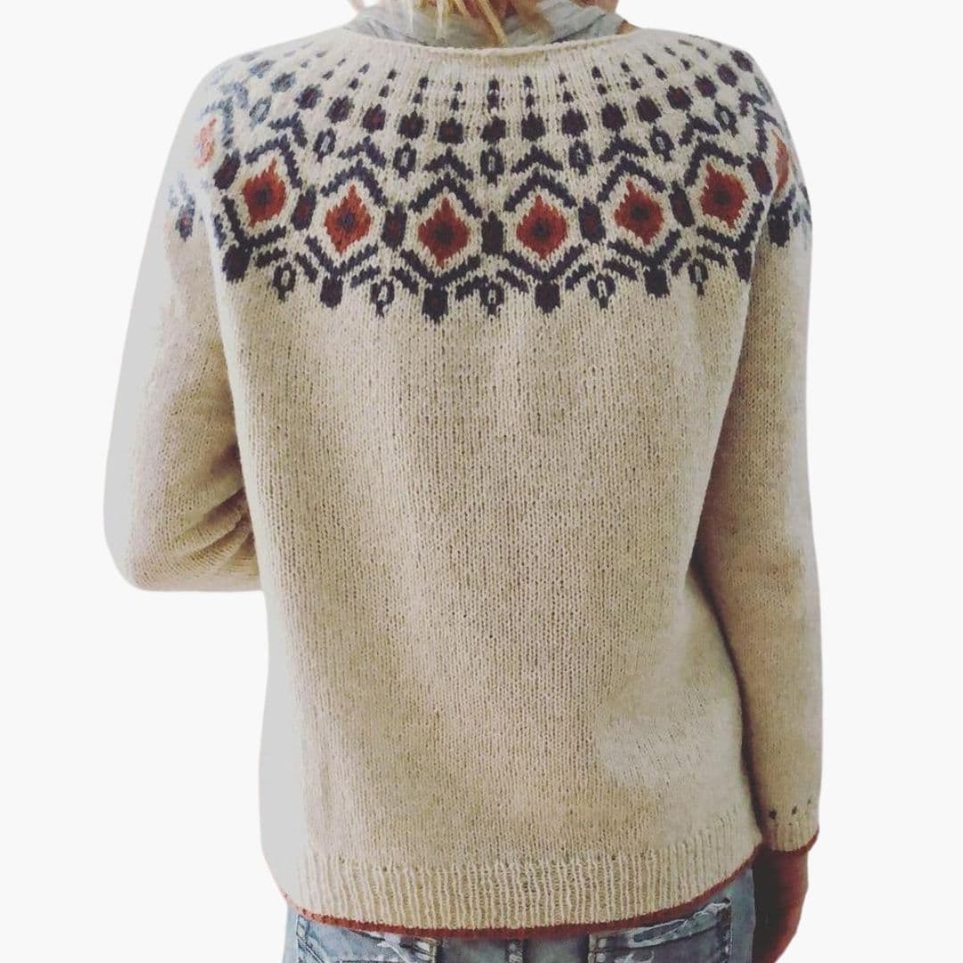 Women's Thick Knit Sweater with Geometric Pattern