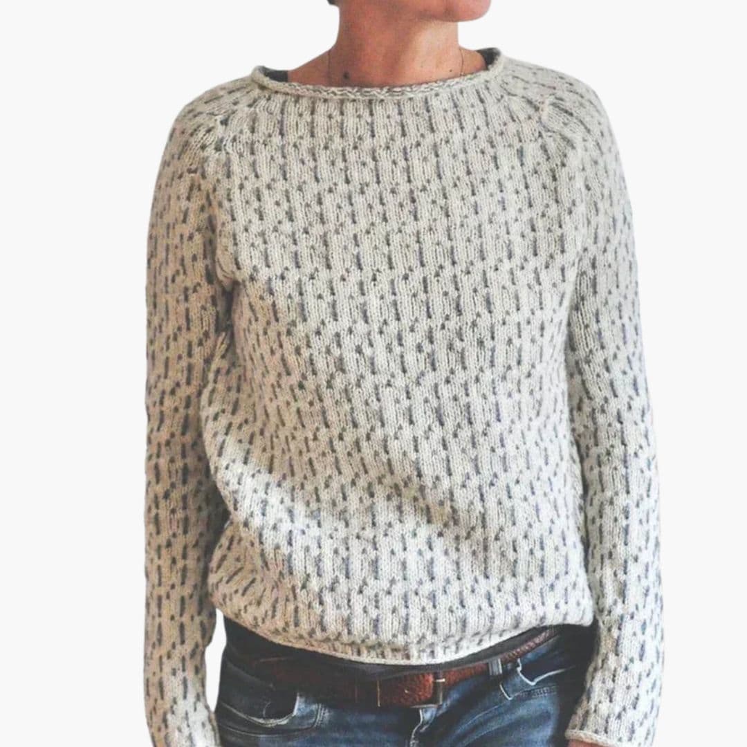 Camisola de Malha para Mulher com Gola Redonda e Padrão Texturizado