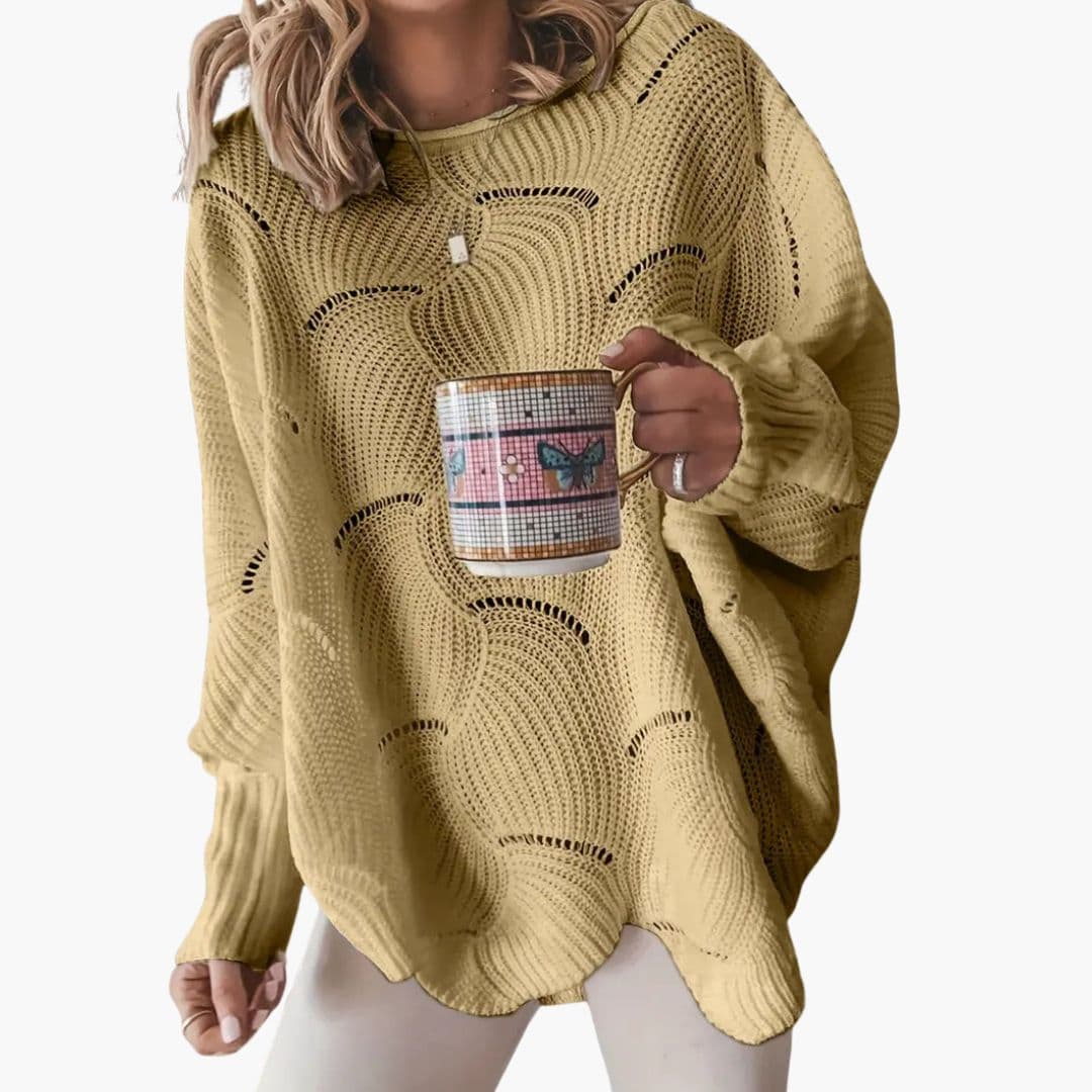 Suéter de punto oversize para mujer con cuello redondo