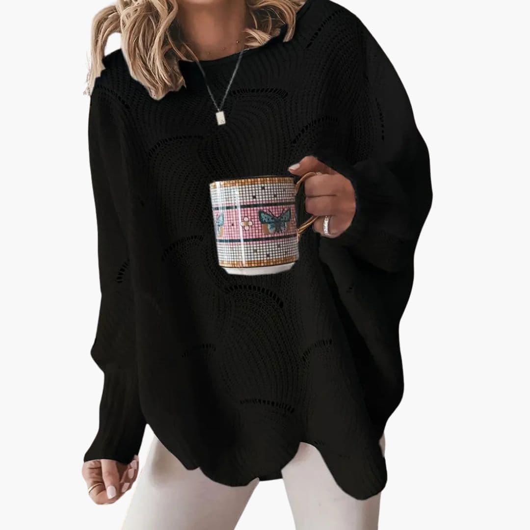 Suéter de punto oversize para mujer con cuello redondo