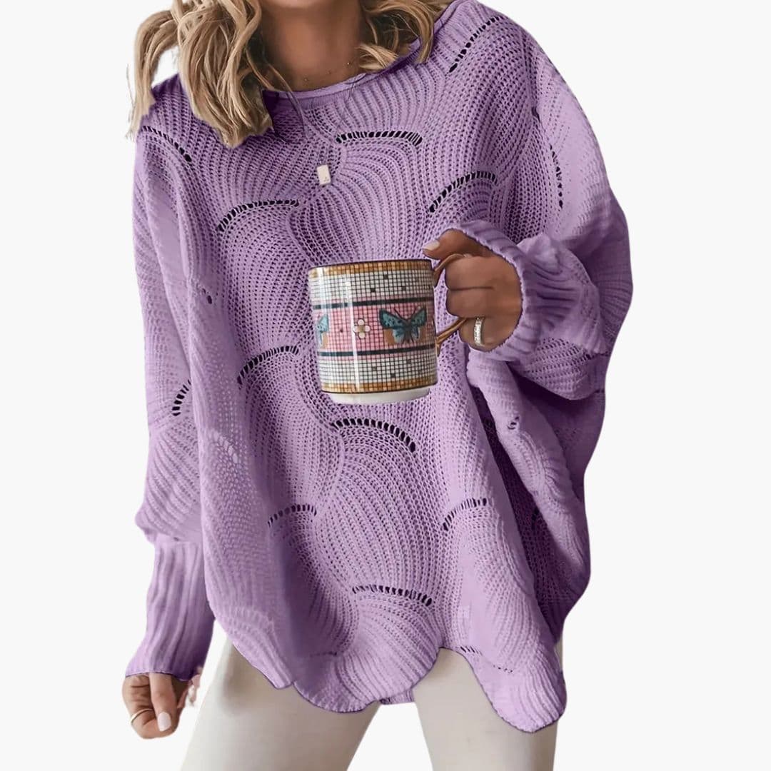 Suéter de punto oversize para mujer con cuello redondo