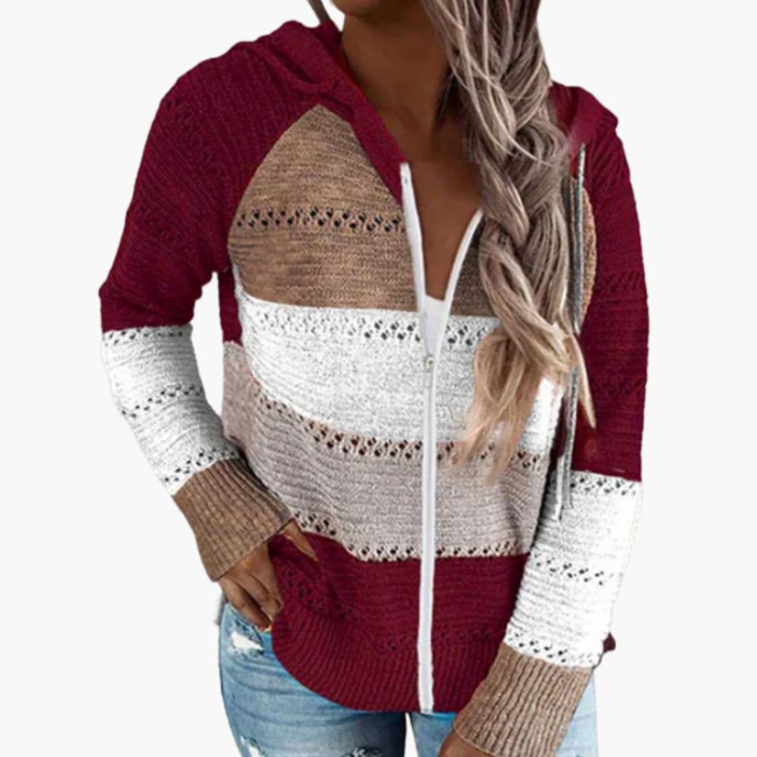 Sudadera con Capucha de Punto a Rayas para Mujer