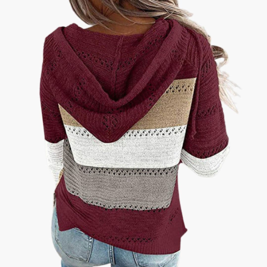 Sudadera con Capucha de Punto a Rayas para Mujer