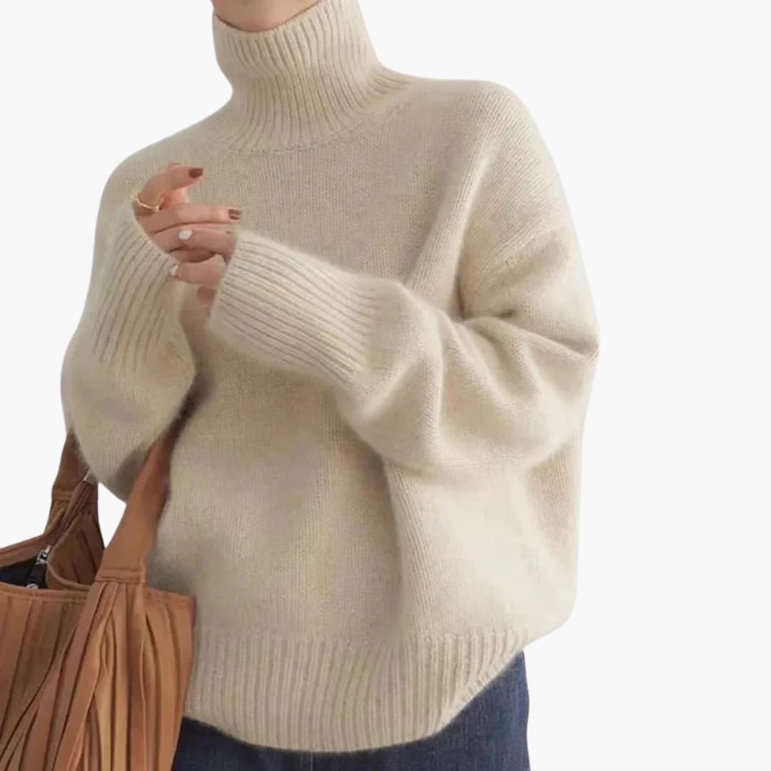 Pull Femme à Col Roulé et Manches Longues