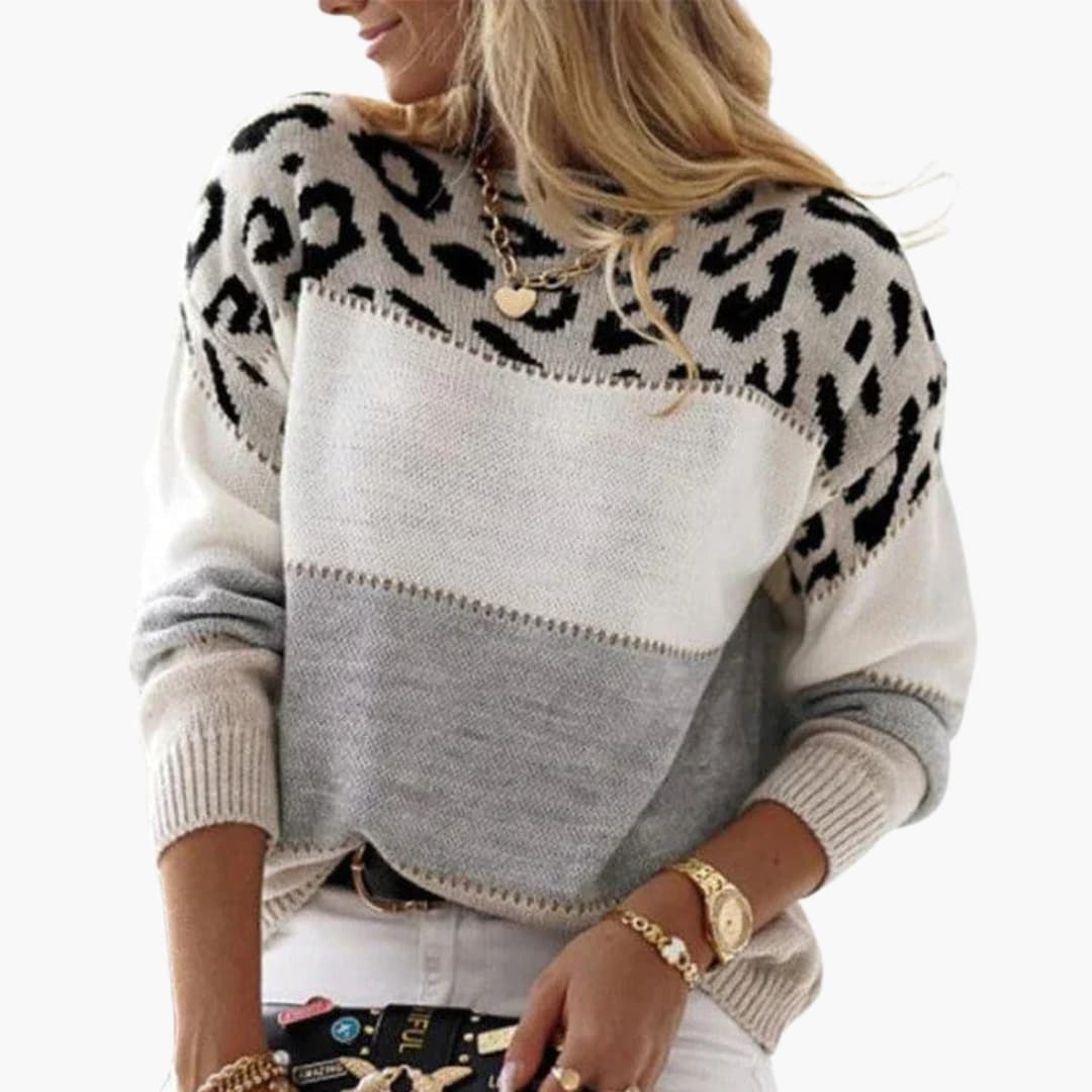 Women's Pullover with Round Neck and Long Sleeves