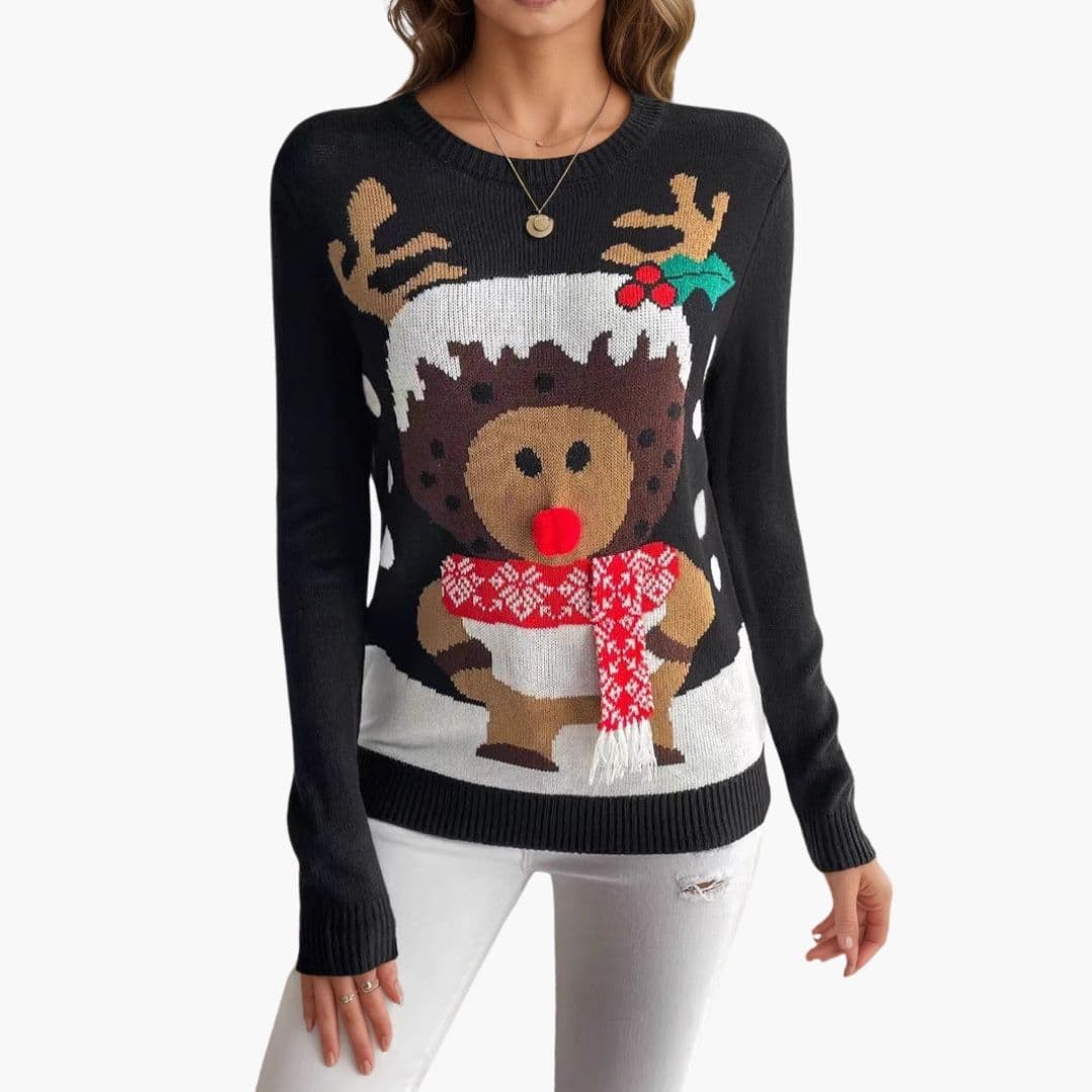 Pull Femme avec Motif Renne