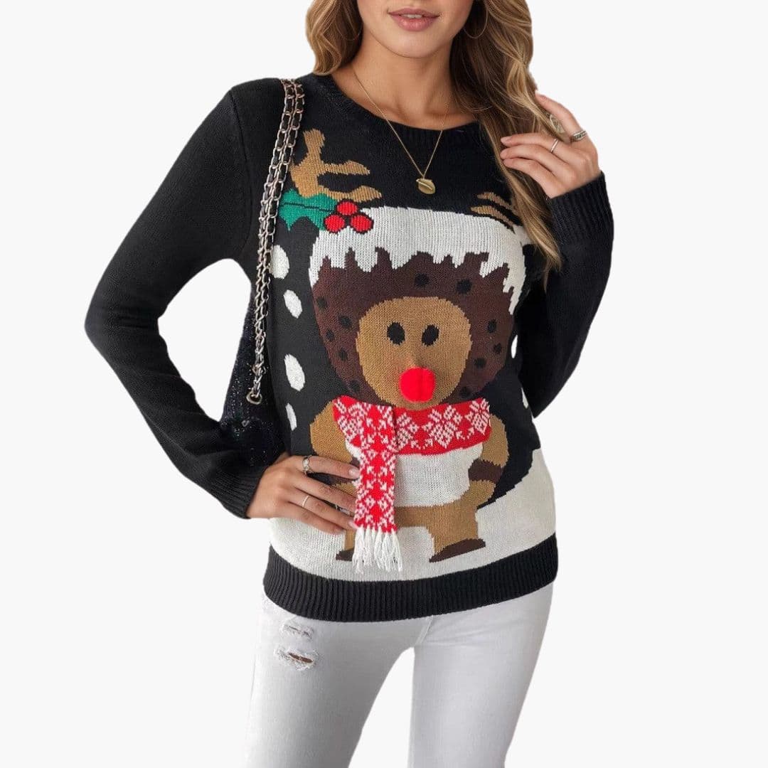 Pull Femme avec Motif Renne