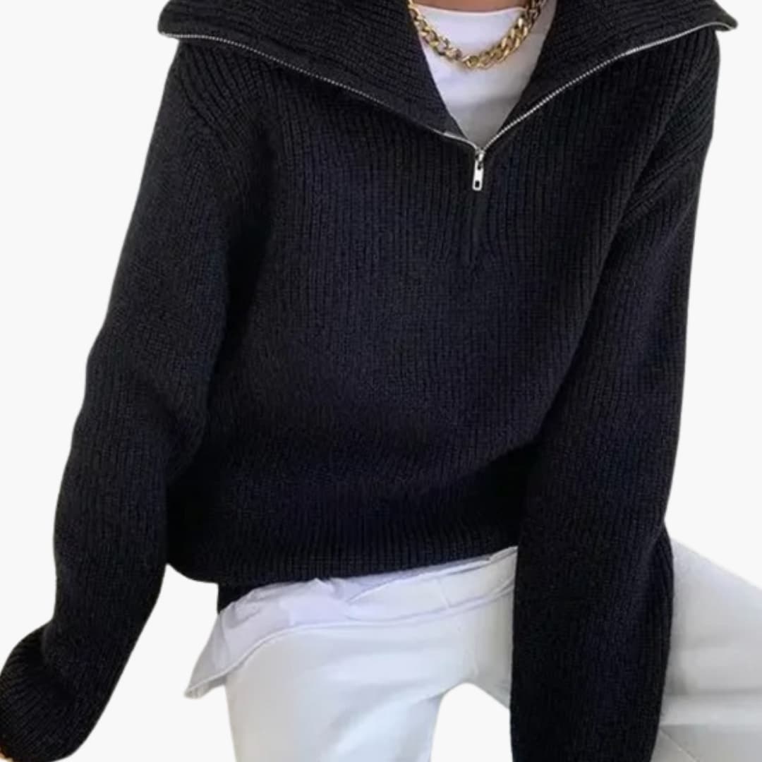 Suéter de mujer de lana con media cremallera