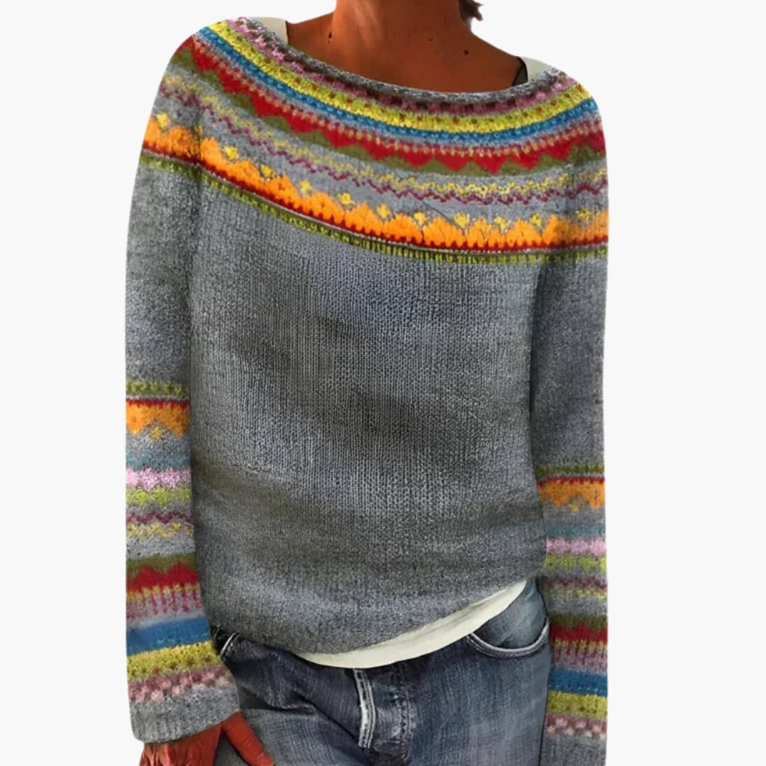 Women's Knit Sweater with Round Neck