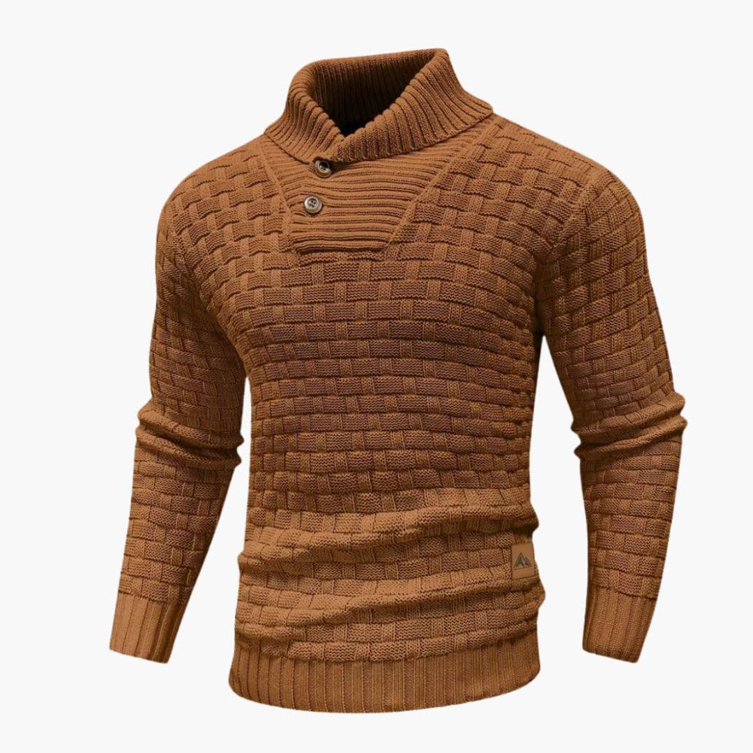 Pull Homme Col Châle Motif Tressé