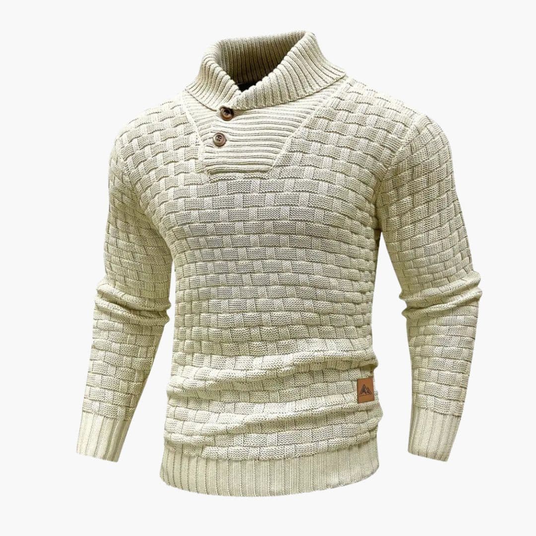 Pull Homme Col Châle Motif Tressé