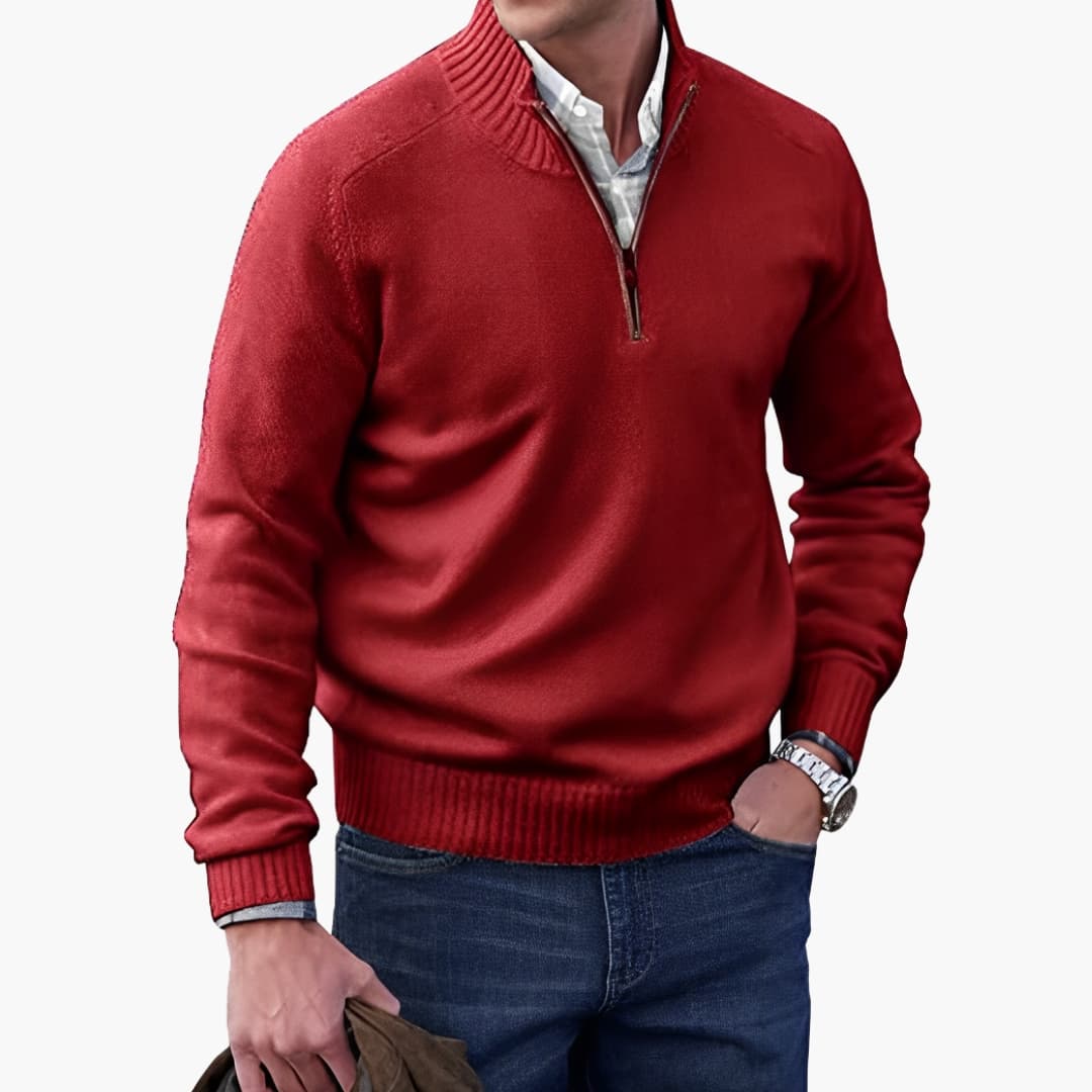 Pull Homme à Col Demi Zippé