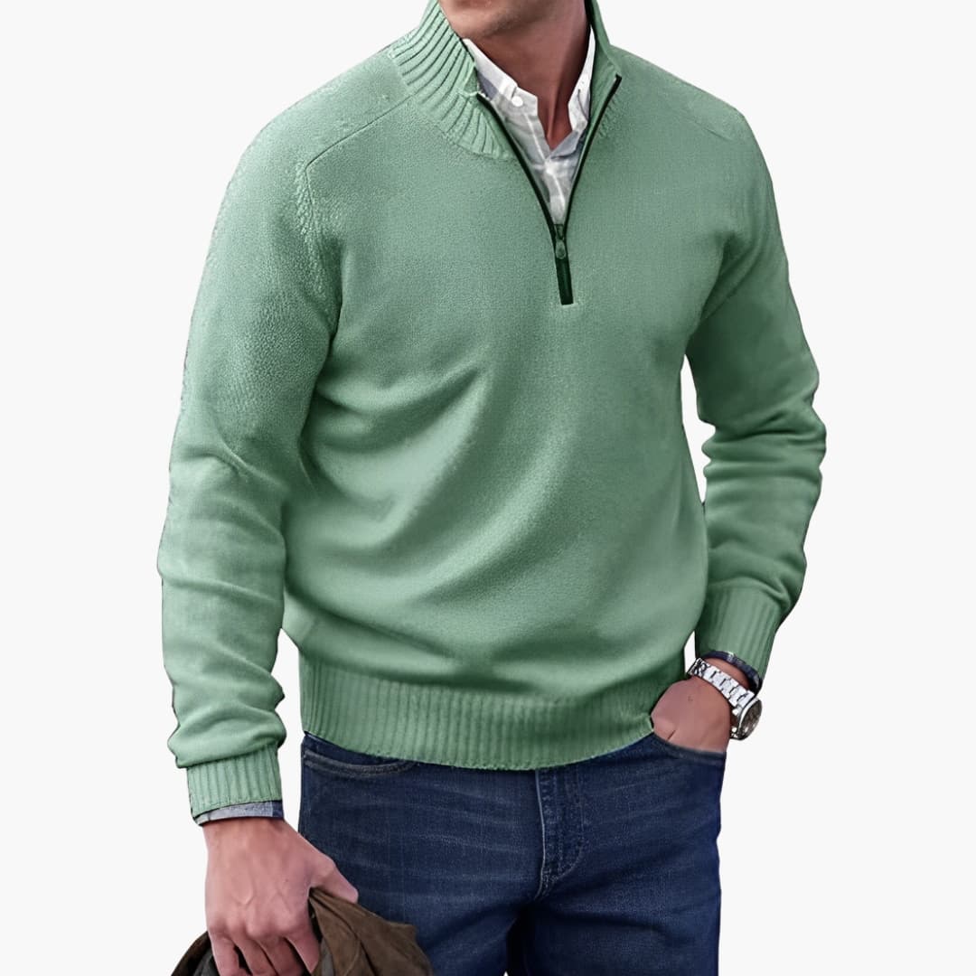 Pull Homme à Col Demi Zippé