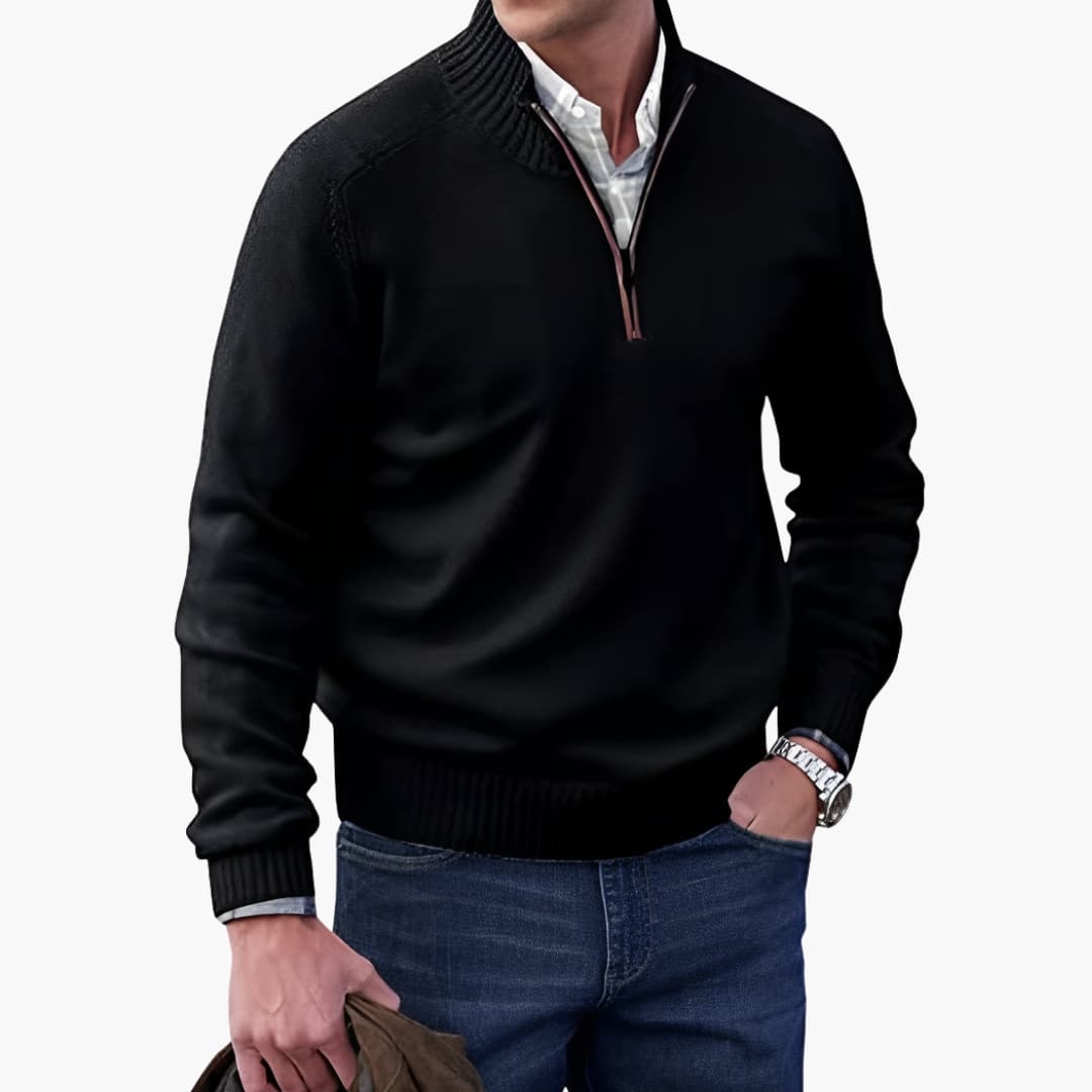 Pull Homme à Col Demi Zippé