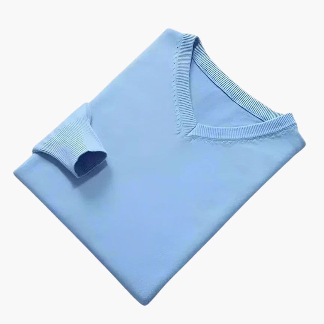 Pull Homme à Col V et Finitions en Bord-Côte