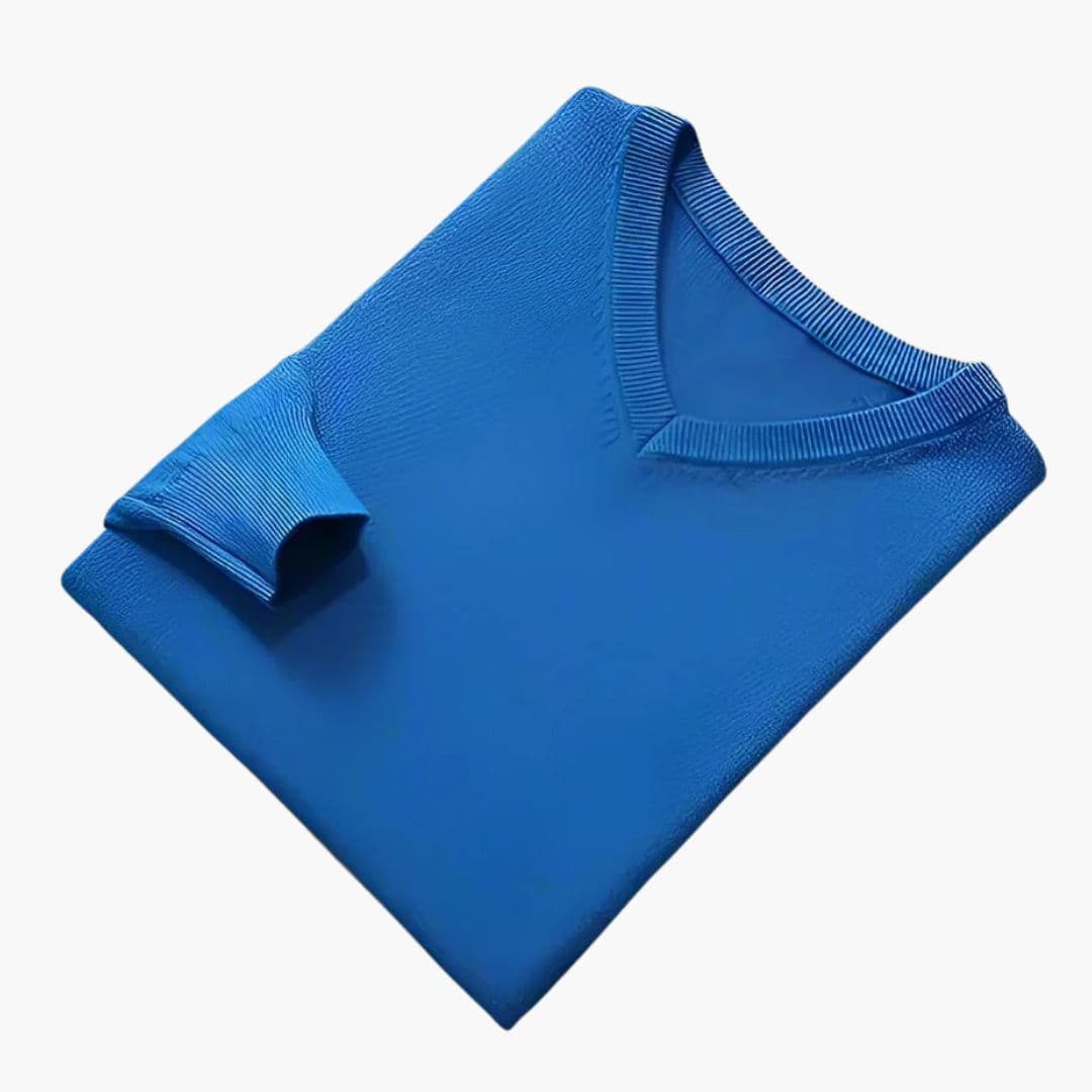 Pull Homme à Col V et Finitions en Bord-Côte