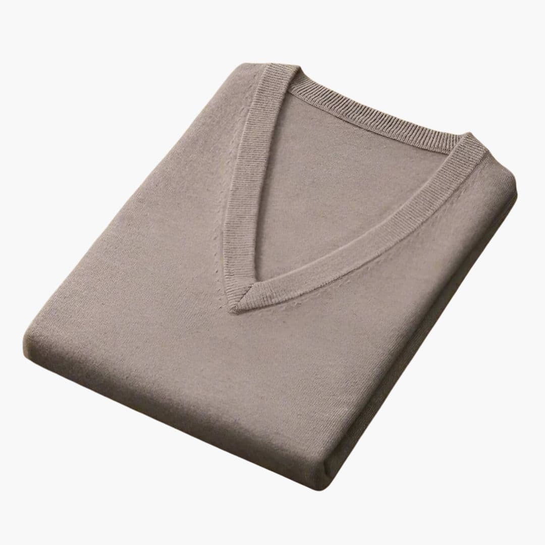 Pull Homme à Col V et Finitions en Bord-Côte