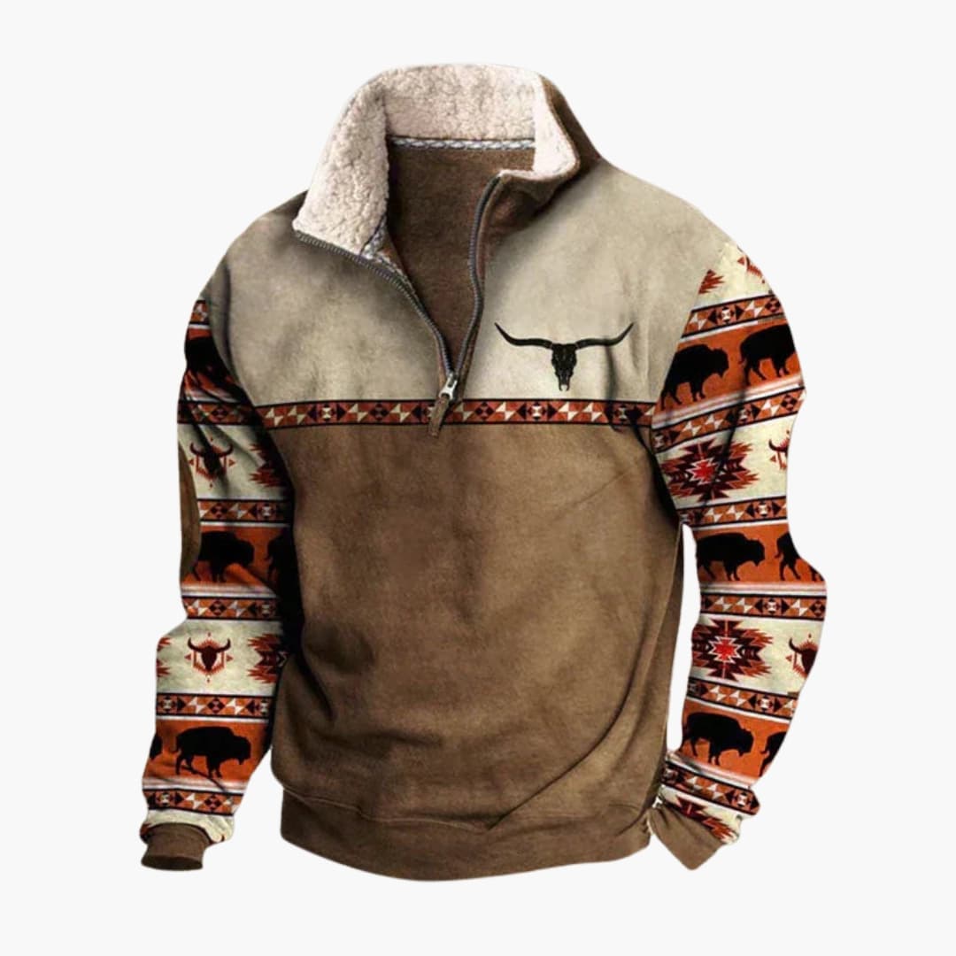 Pull Homme avec Col Montant et Demi-Zip