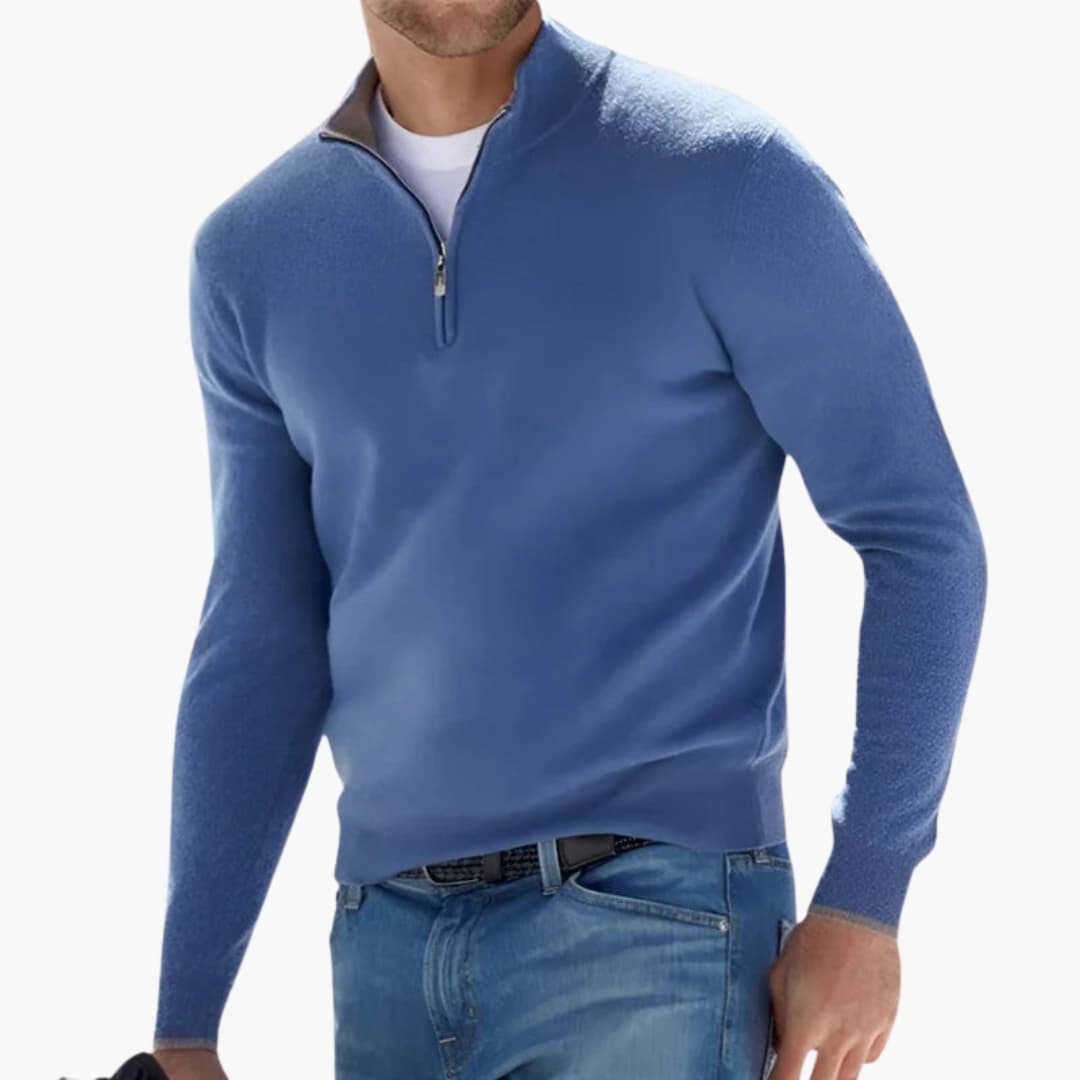 Pull Homme avec Col Zippé et Manches Longues