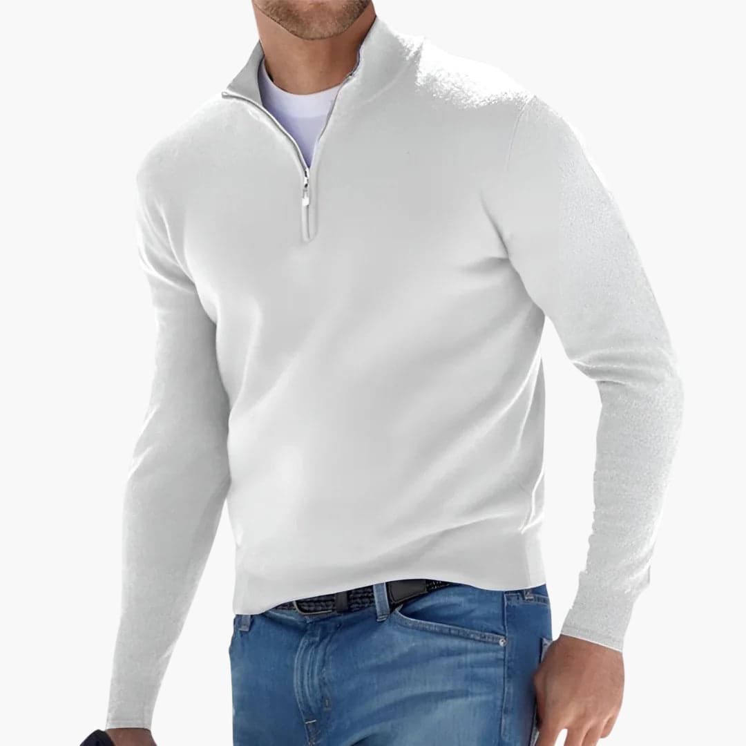 Pull Homme avec Col Zippé et Manches Longues