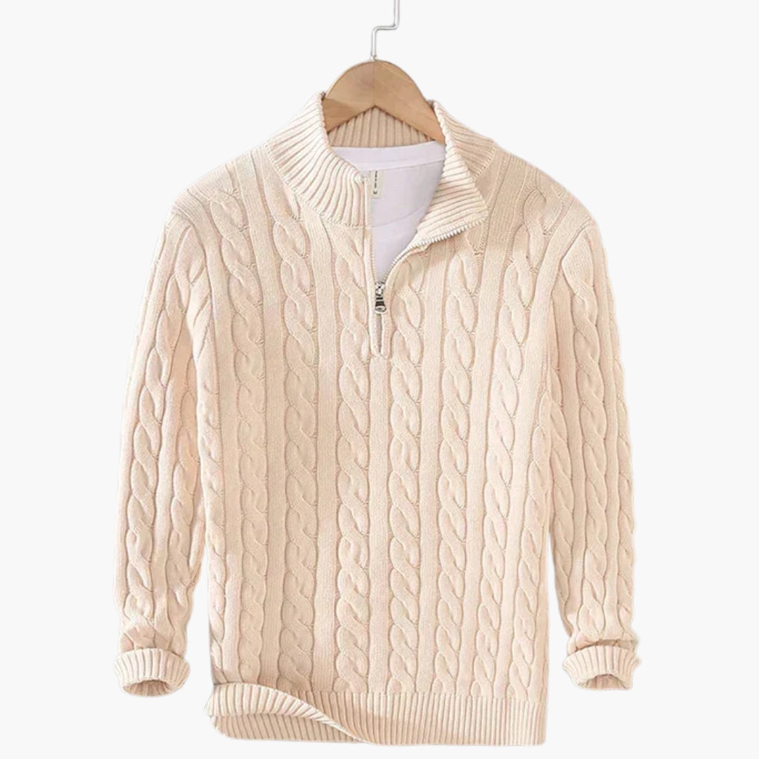 Pull Homme avec Demi-Zip et Ourlet Côtelé