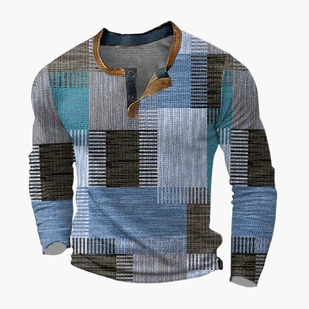 Pull Homme avec Motif Patchwork et Manches Longues