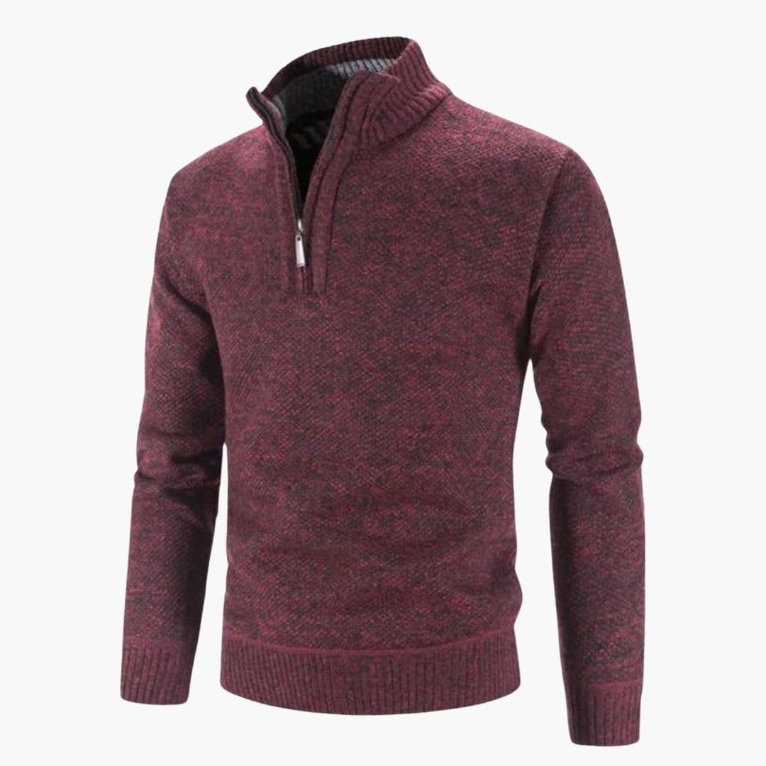 Pull Homme en Maille Demi Zip Finitions Côtelées