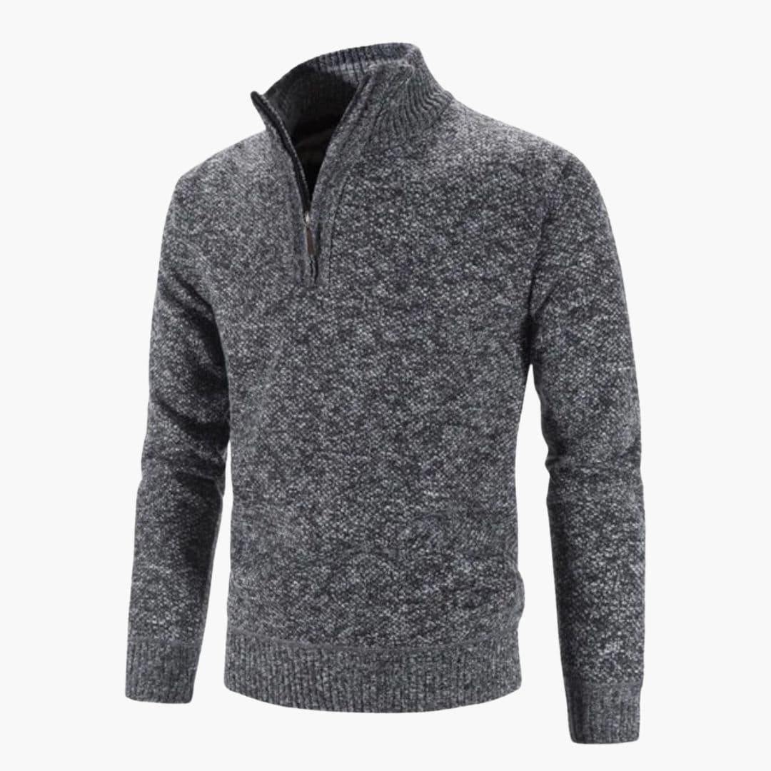Pull Homme en Maille Demi Zip Finitions Côtelées