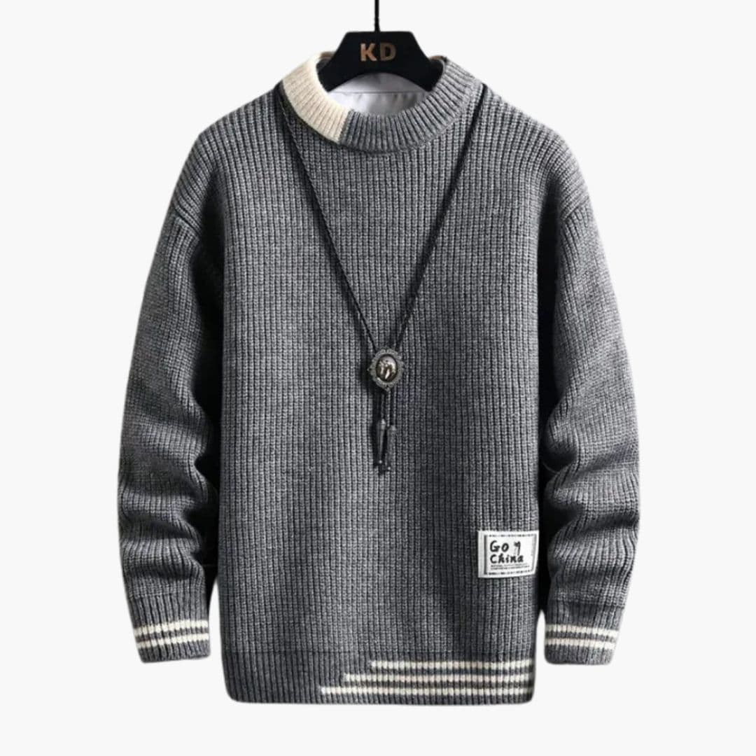 Pull Homme en Maille avec Col Rond et Poignets Côtelés