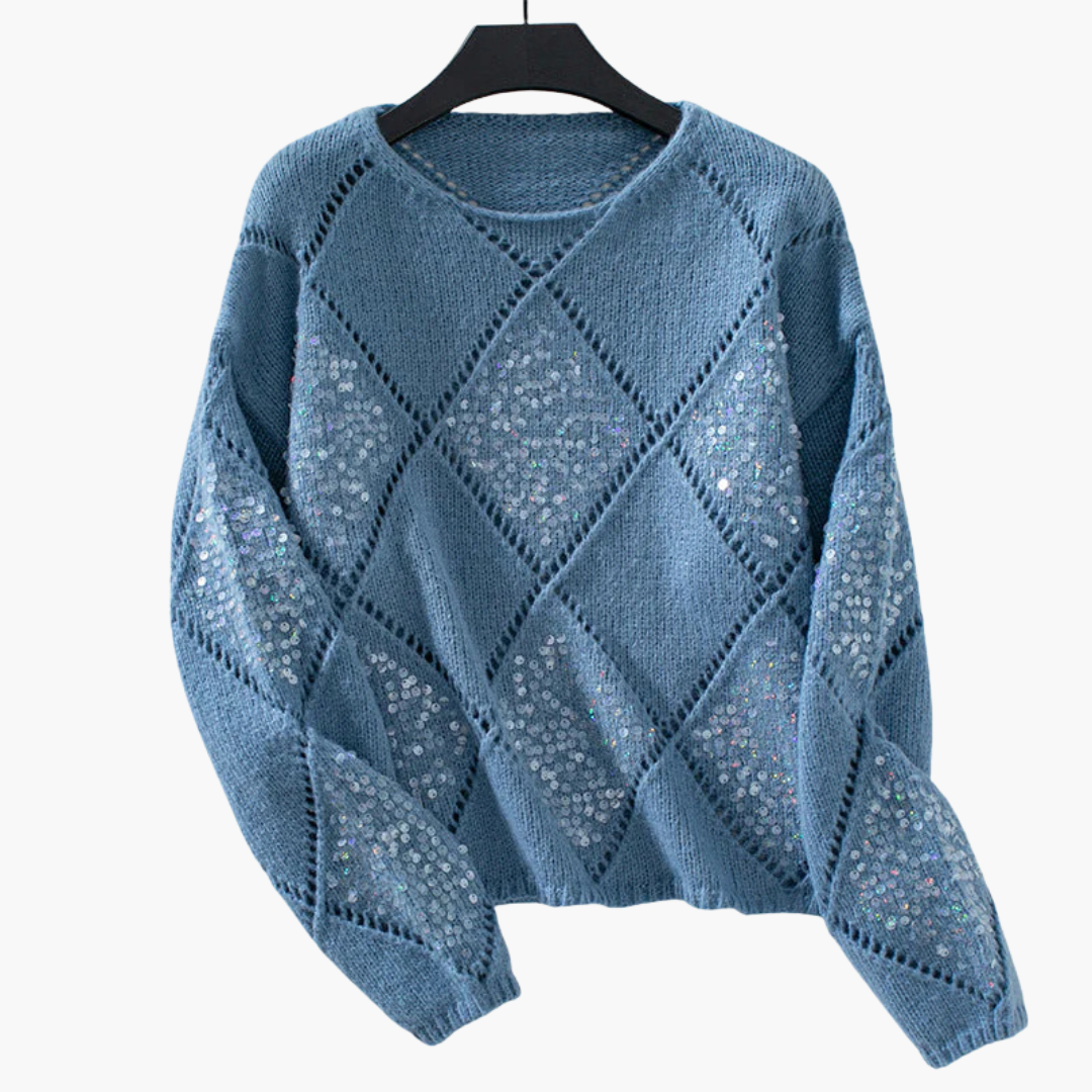 Pull pour femme avec motif tricoté et détails en strass